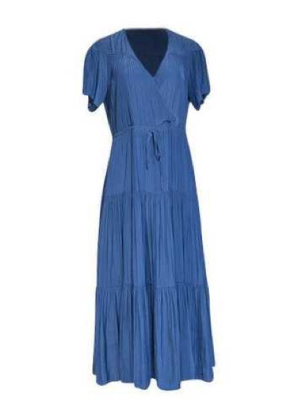Gerard Darel Sylia Faux Wrap Midi Dress Blue Polyester Clinch Waist 38 - 6